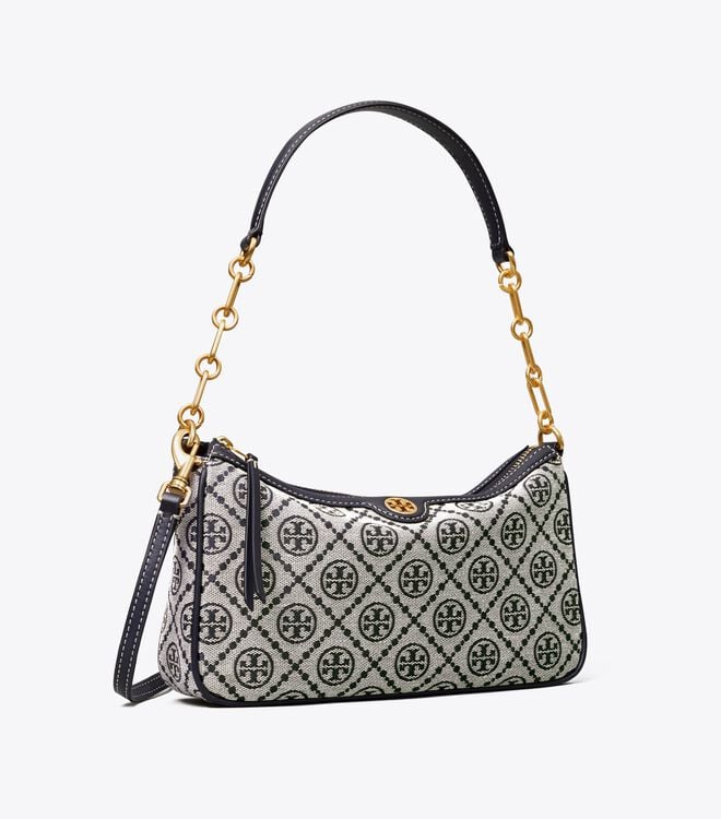 Women's Tory Burch T Monogram Jacquard Shoulder Bags Navy | DOKZCH-827 - Tory Burch Outlet Sale