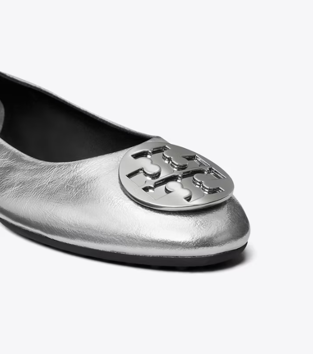 Women's Tory Burch Claire Flat Shoes Silver | WIJYPN-954 - Tory Burch Outlet Sale