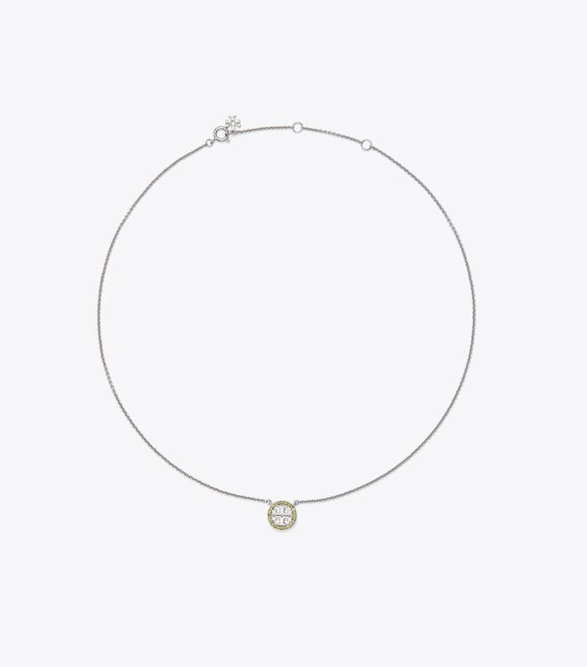 Women's Tory Burch Miller Pavé Logo Delicate Necklace Silver | XGWQAC-142 - Tory Burch Outlet Sale