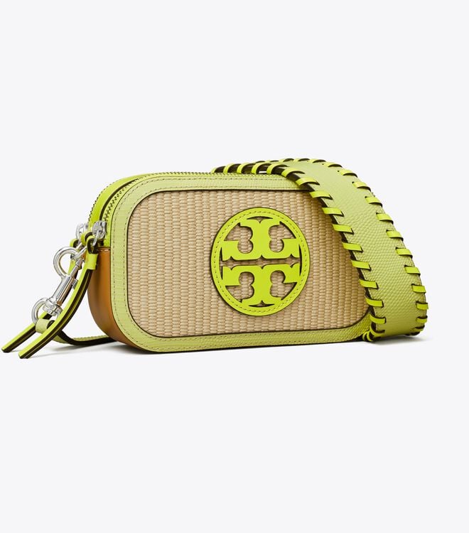Women's Tory Burch Mini Miller Raffia Crossbody Bags Beige Multicolor | HAEVTY-864 - Tory Burch Outlet Sale