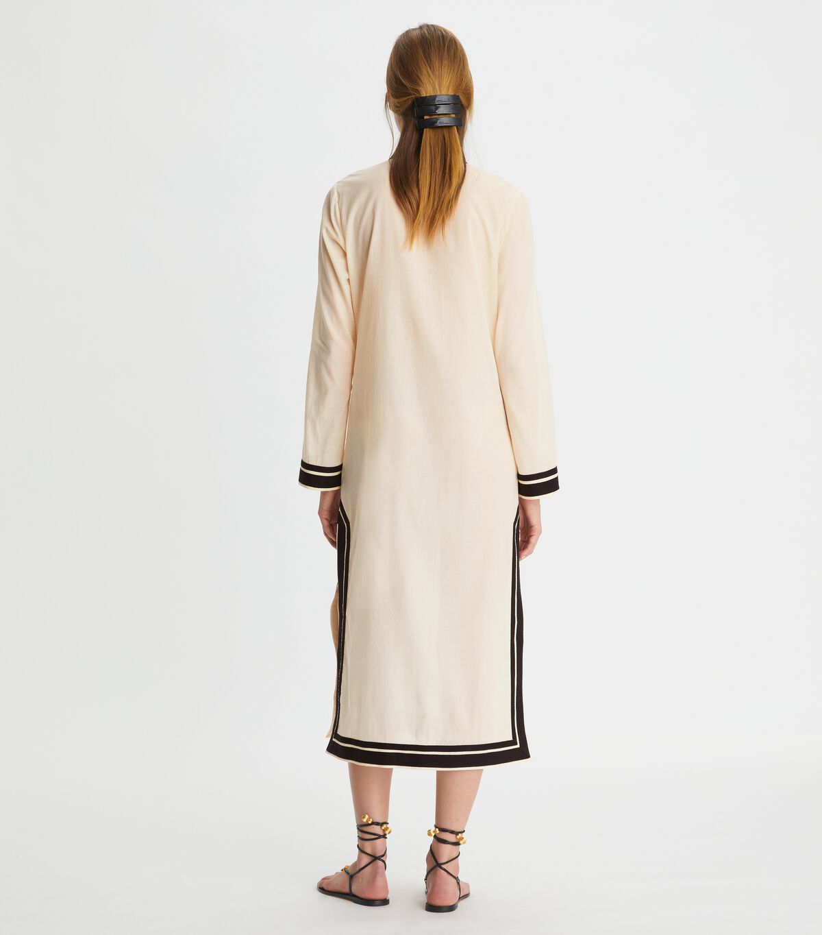 Women's Tory Burch Tory Midi Tunic Dress Cream / Black | SZKGUD-159 - Tory Burch Outlet Sale