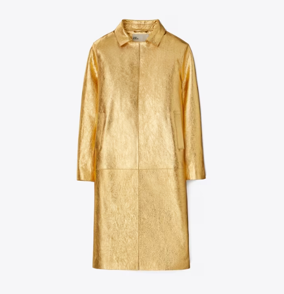Women's Tory Burch Metallic Leather Coats Gold | UWTPRK-234 - Tory Burch Outlet Sale