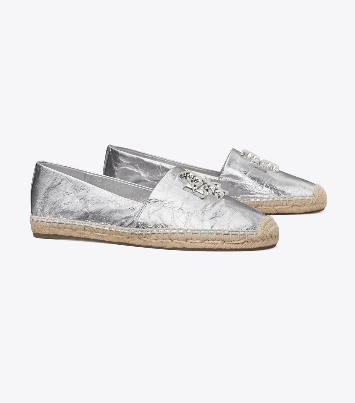 Women's Tory Burch Eleanor Espadrille Silver | NSDMTX-456 - Tory Burch Outlet Sale