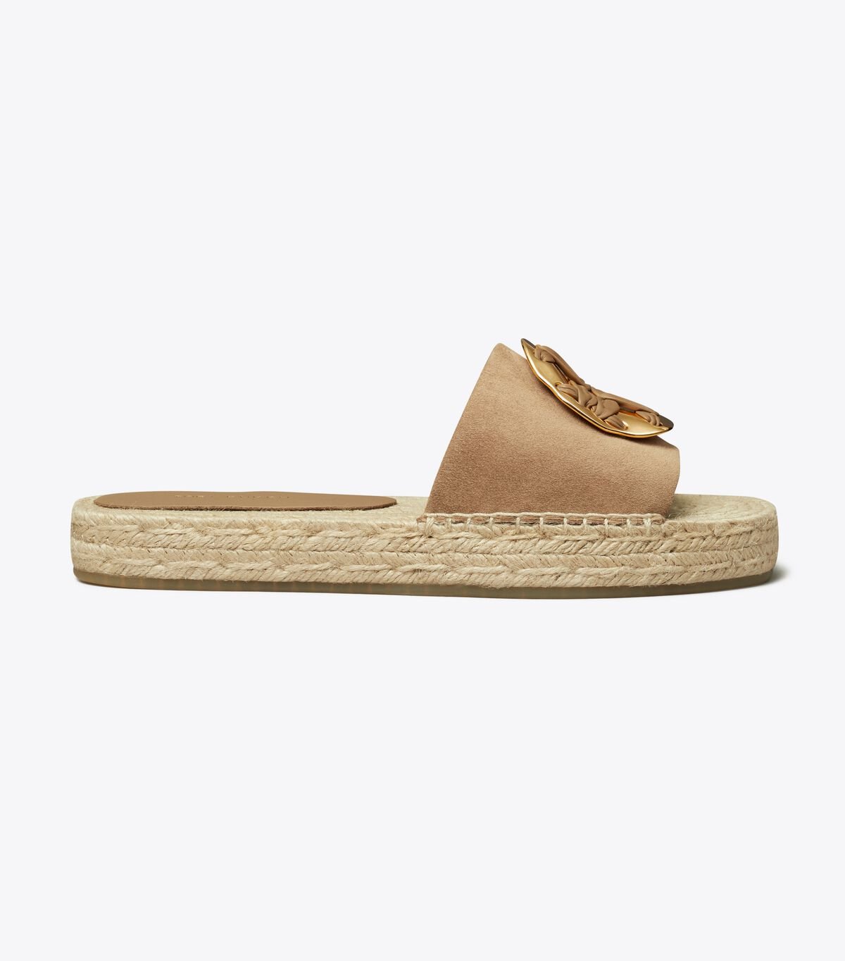 Women's Tory Burch Woven Double T Espadrille Slides Brown | UDGTRP-670 - Tory Burch Outlet Sale