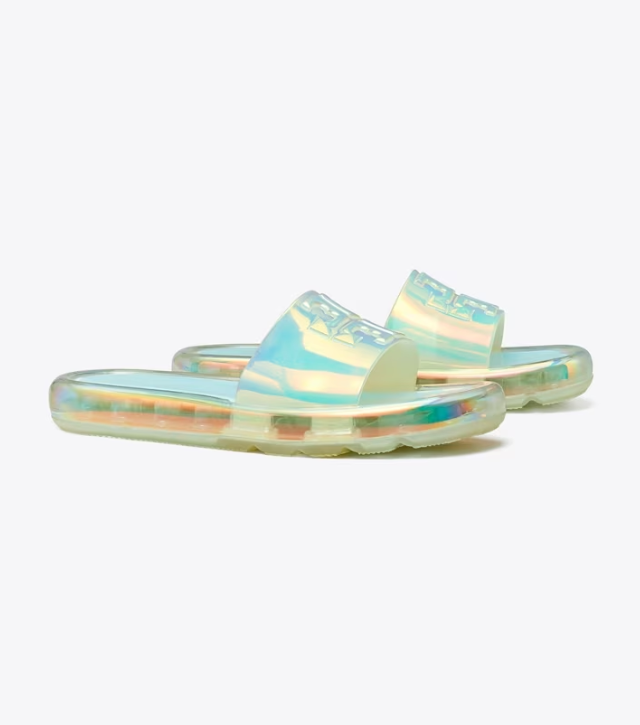 Women's Tory Burch Bubble Jelly Slides Light Blue | EUMQFT-907 - Tory Burch Outlet Sale