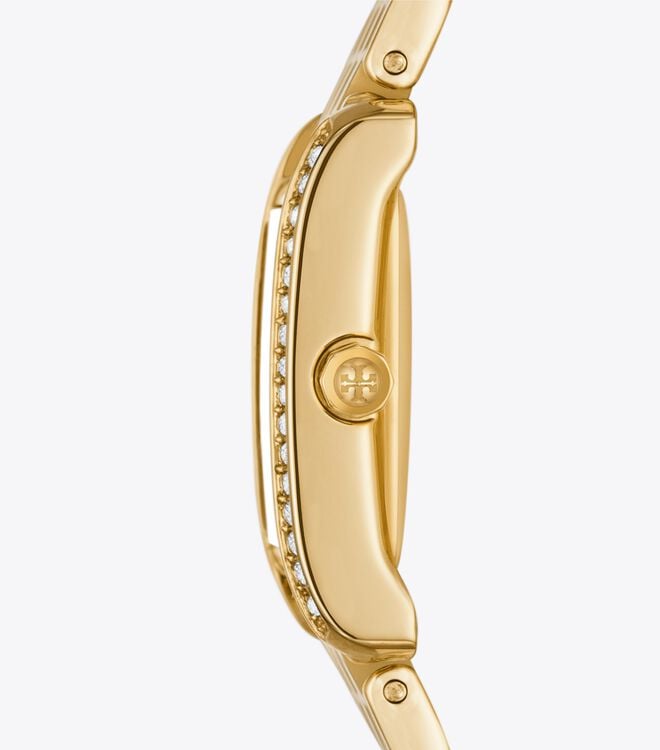 Women's Tory Burch Eleanor Mini Stainless Steel Watches Red / Gold | PUXESF-290 - Tory Burch Outlet Sale
