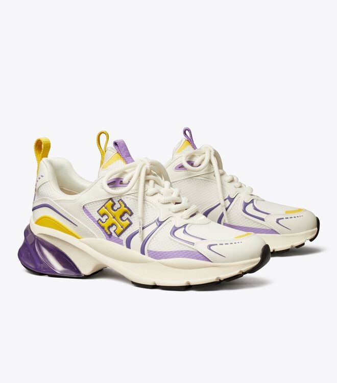 Women's Tory Burch Good Luck Tech Sneakers White / Purple | QNCPDU-983 - Tory Burch Outlet Sale