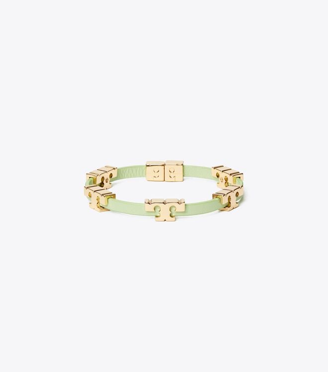 Women's Tory Burch Serif-t Single-wrap Bracelet Gold / Mint | VBOWRT-937 - Tory Burch Outlet Sale