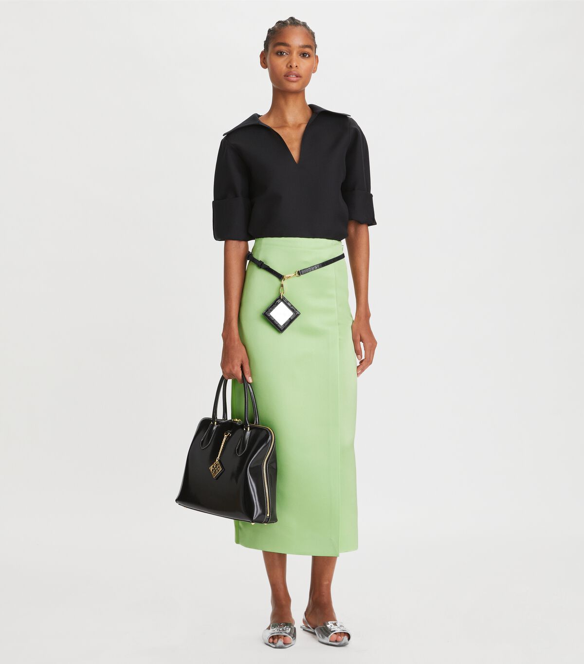 Women's Tory Burch Satin Wrap Skirts Mint | AXLVUN-753 - Tory Burch Outlet Sale