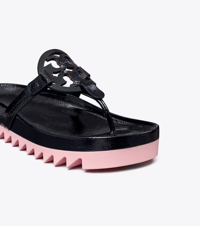 Women's Tory Burch Miller Cloud Lug Sandals Black | RBEHWN-981 - Tory Burch Outlet Sale