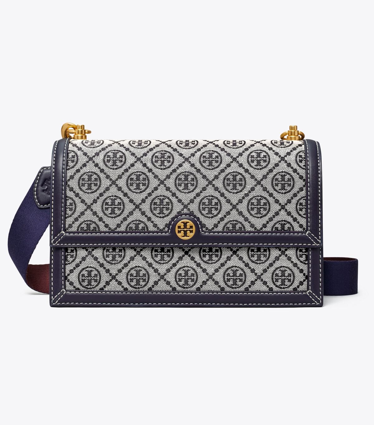 Women's Tory Burch T Monogram Shoulder Bags Navy | CKZRYP-938 - Tory Burch Outlet Sale