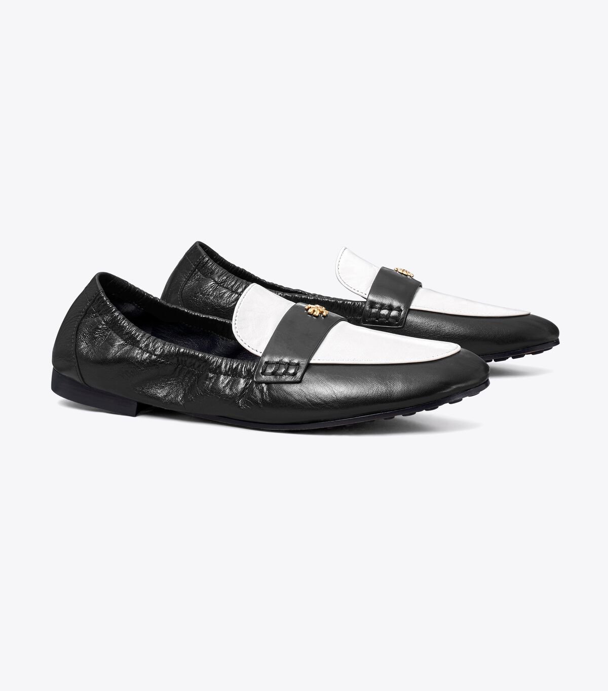 Women's Tory Burch Ballet Loafers Black / White | FLIJYH-317 - Tory Burch Outlet Sale