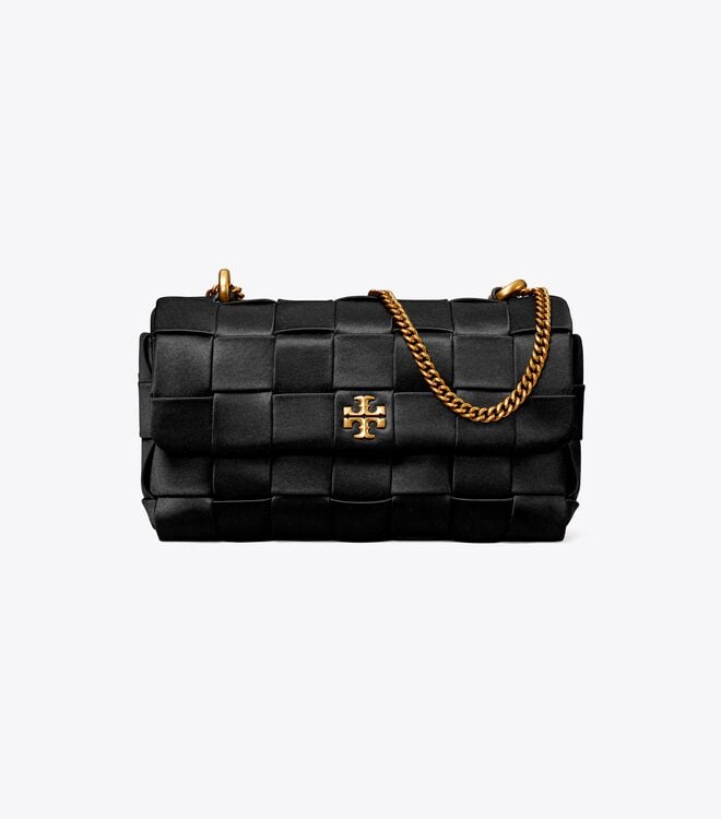 Women's Tory Burch Mini Kira Woven Flap Crossbody Bags Black | DRQWHK-974 - Tory Burch Outlet Sale