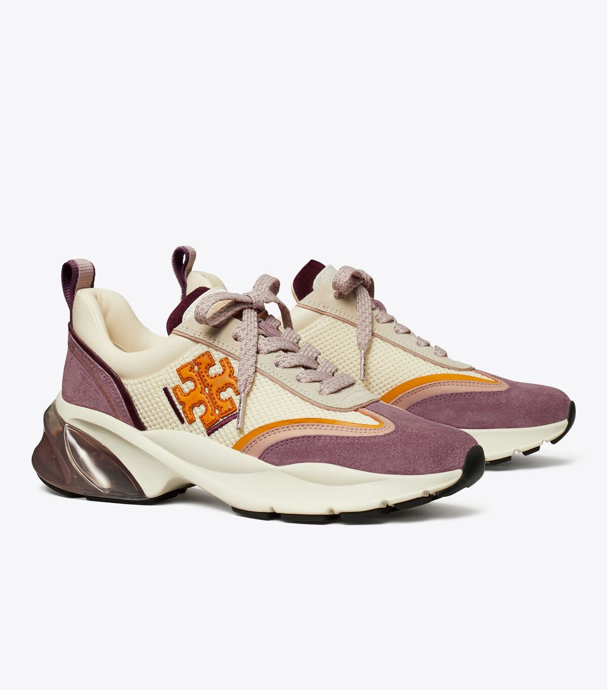 Women's Tory Burch Good Luck Sneakers Cream / Light Purple | ZCYKBT-638 - Tory Burch Outlet Sale