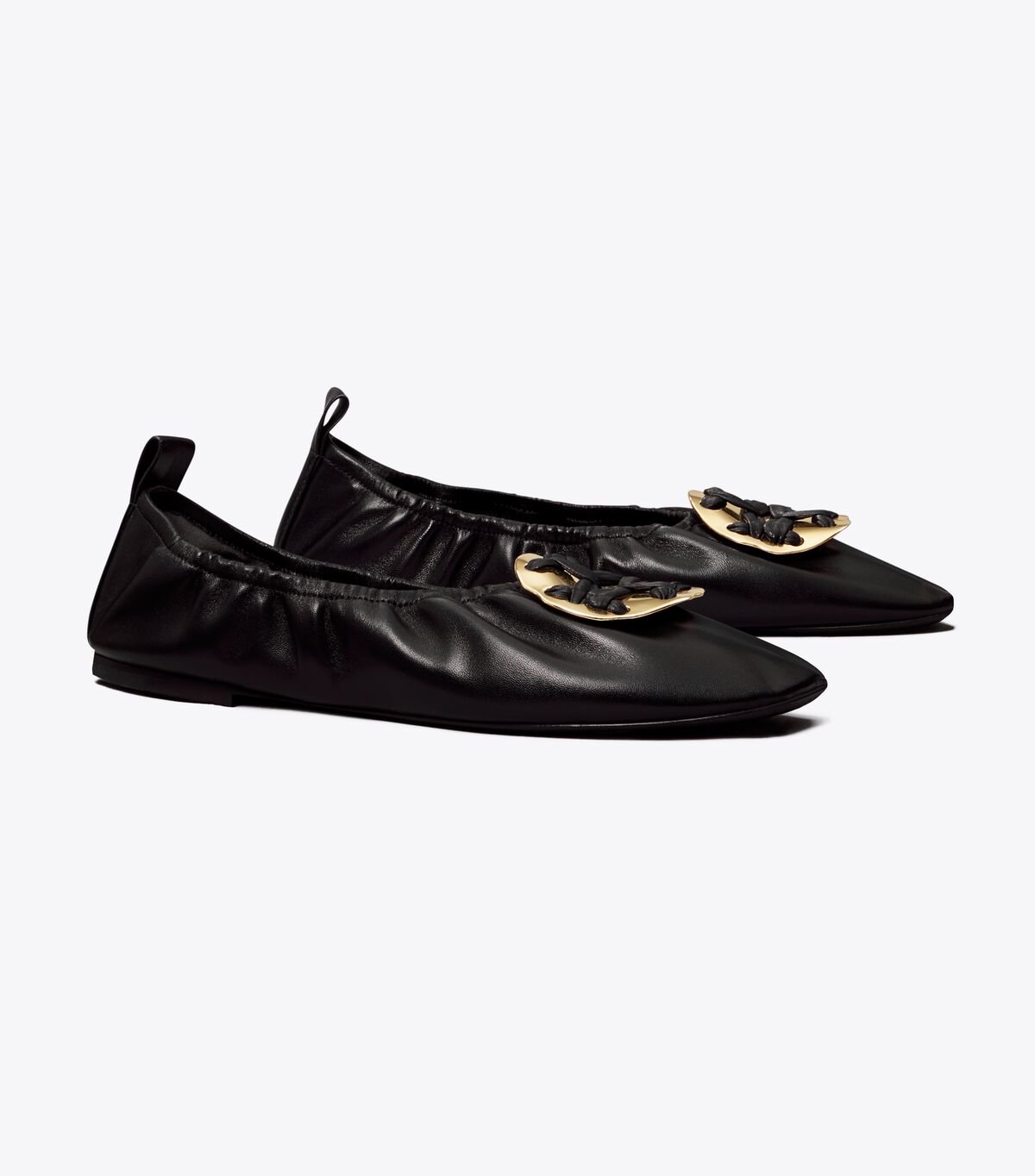 Women's Tory Burch Woven Double T Ballet Flats Black | BTYQIL-375 - Tory Burch Outlet Sale