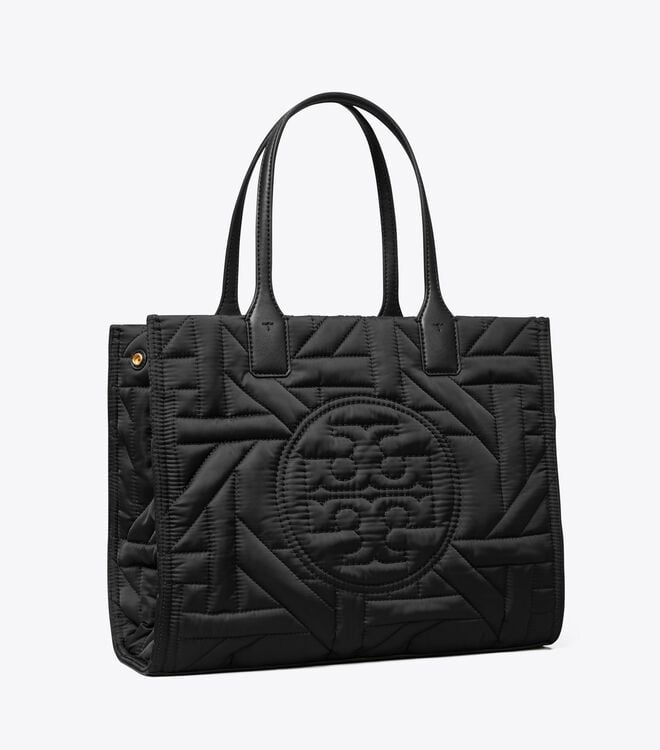 Women's Tory Burch Small Ella Basketweave Tote Bags Black | GYZRON-524 - Tory Burch Outlet Sale