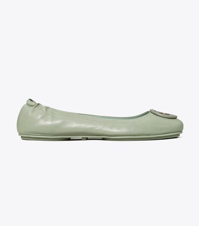 Women's Tory Burch Minnie Travel Ballet Flats Green | KWSEYA-698 - Tory Burch Outlet Sale