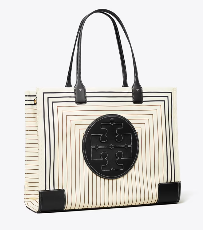Women's Tory Burch Ella Printed Handbag Stripe / Black | ETDOLX-531 - Tory Burch Outlet Sale