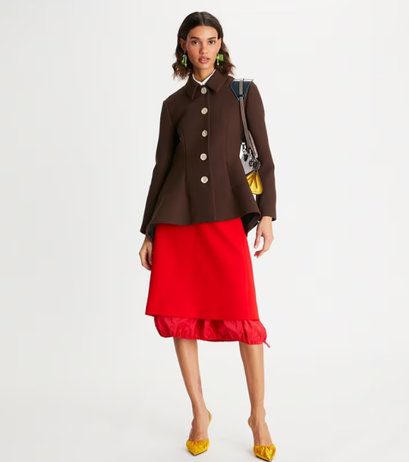 Women's Tory Burch Double-faced Wool Jackets Chocolate | CMVZUL-734 - Tory Burch Outlet Sale