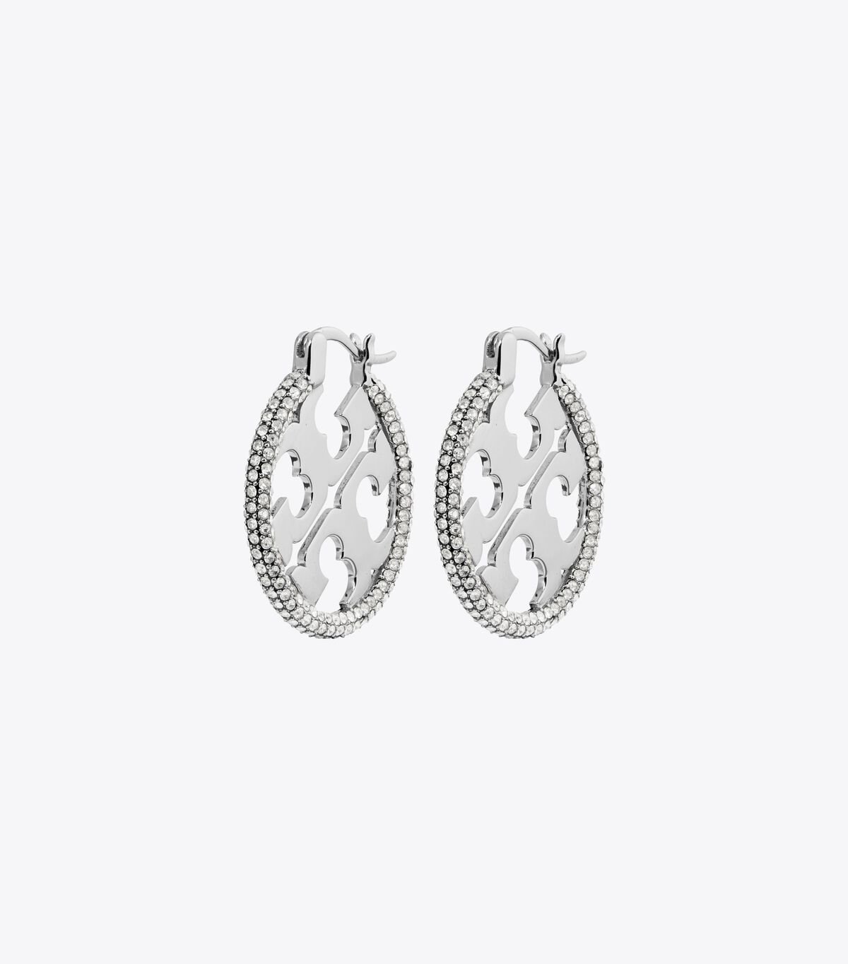 Women's Tory Burch Miller Pavé Hoop Earrings Silver | KYBECW-178 - Tory Burch Outlet Sale
