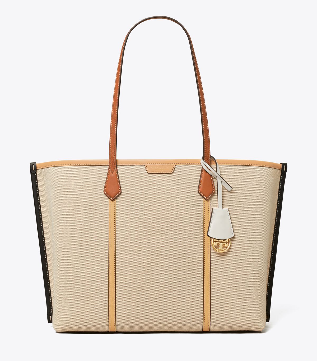 Women's Tory Burch Perry Canvas Triple-compartment Tote Bags Beige / Multicolor | LSCOFI-729 - Tory Burch Outlet Sale