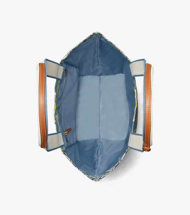 Women's Tory Burch Ella Printed Market Handbag Light Green | WGNLOM-029 - Tory Burch Outlet Sale