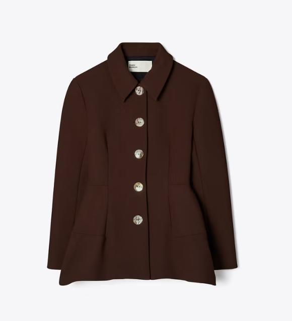 Women's Tory Burch Double-faced Wool Jackets Chocolate | CMVZUL-734 - Tory Burch Outlet Sale