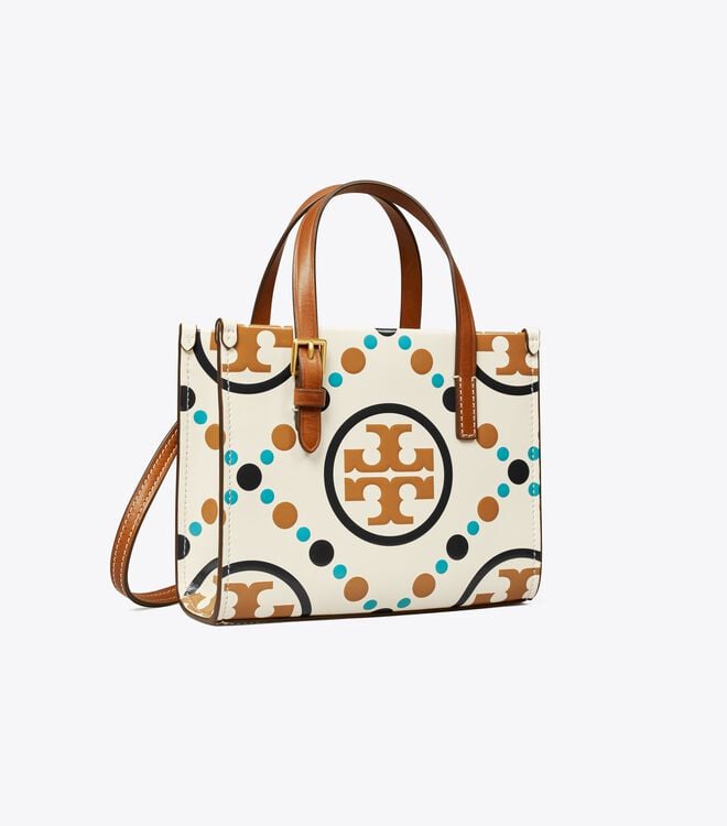 Women's Tory Burch Mini T Monogram Contrast Embossed Square Tote Bags White | JXEGVO-235 - Tory Burch Outlet Sale