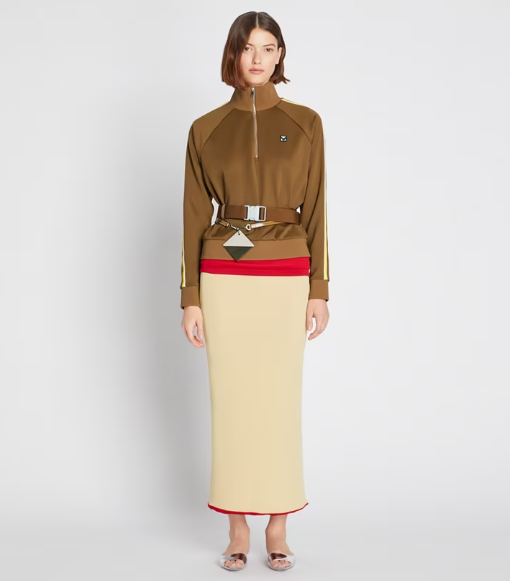 Women's Tory Burch Side Stripe Half-zip Track Jackets Brown | OVSJZU-430 - Tory Burch Outlet Sale