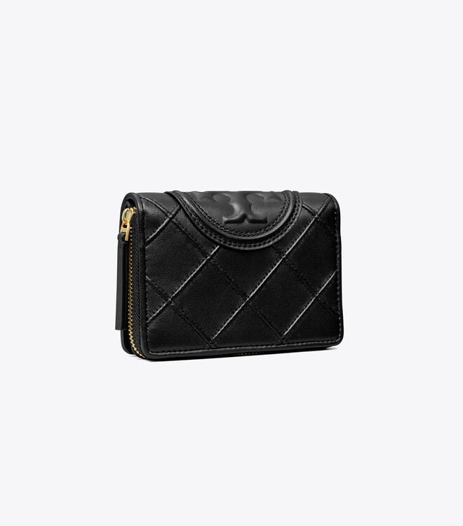 Women's Tory Burch Fleming Soft Bi-fold Wallets Black | SZQUCF-026 - Tory Burch Outlet Sale