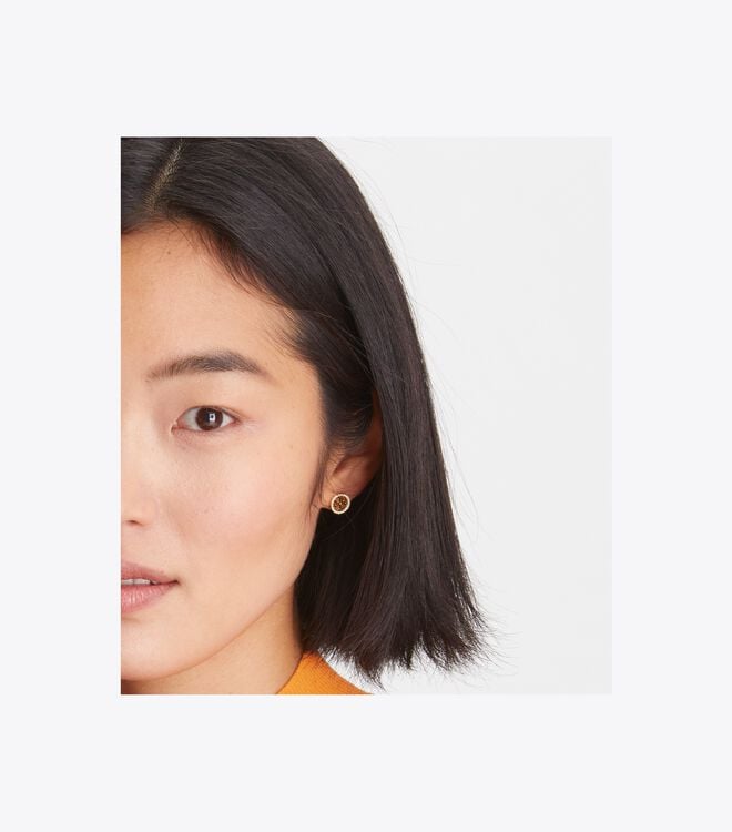 Women's Tory Burch Miller Pavé Stud Earrings Gold | EOVNRT-312 - Tory Burch Outlet Sale