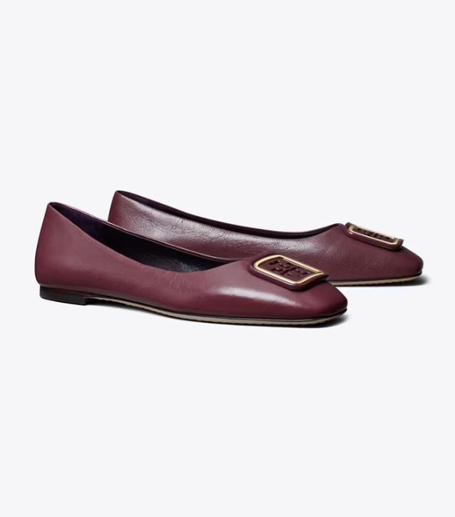 Women's Tory Burch Georgia Flat Shoes Burgundy | GDTZAJ-654 - Tory Burch Outlet Sale