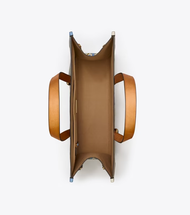 Women's Tory Burch T Monogram Contrast Embossed Handbag Blue / Cream | EDINYT-018 - Tory Burch Outlet Sale