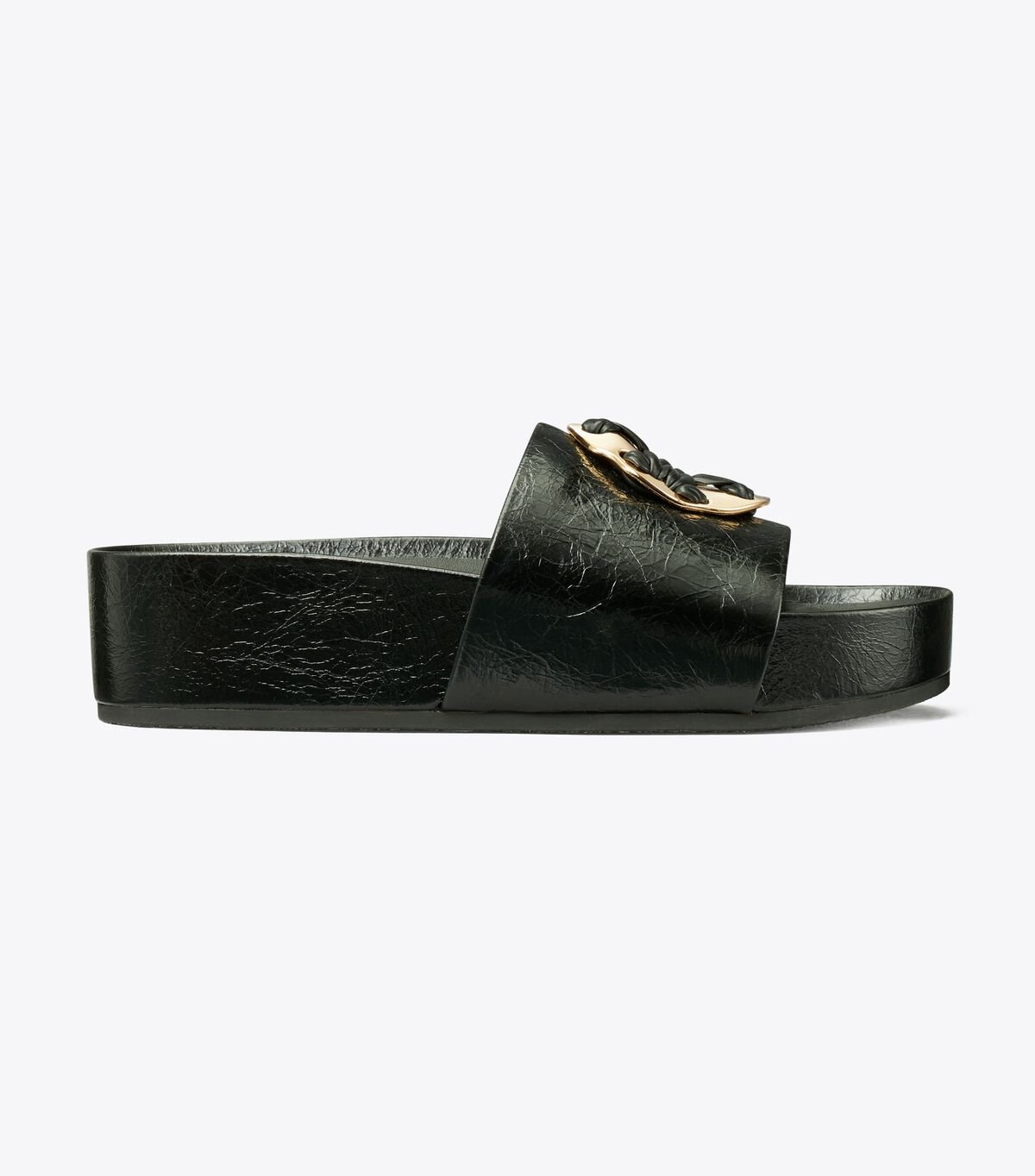Women's Tory Burch Woven Double T Slides Black | AKXJYG-712 - Tory Burch Outlet Sale