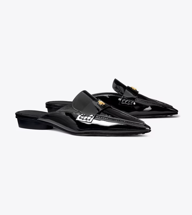 Women's Tory Burch Pointed Backless Loafers Black | WAKBRX-690 - Tory Burch Outlet Sale