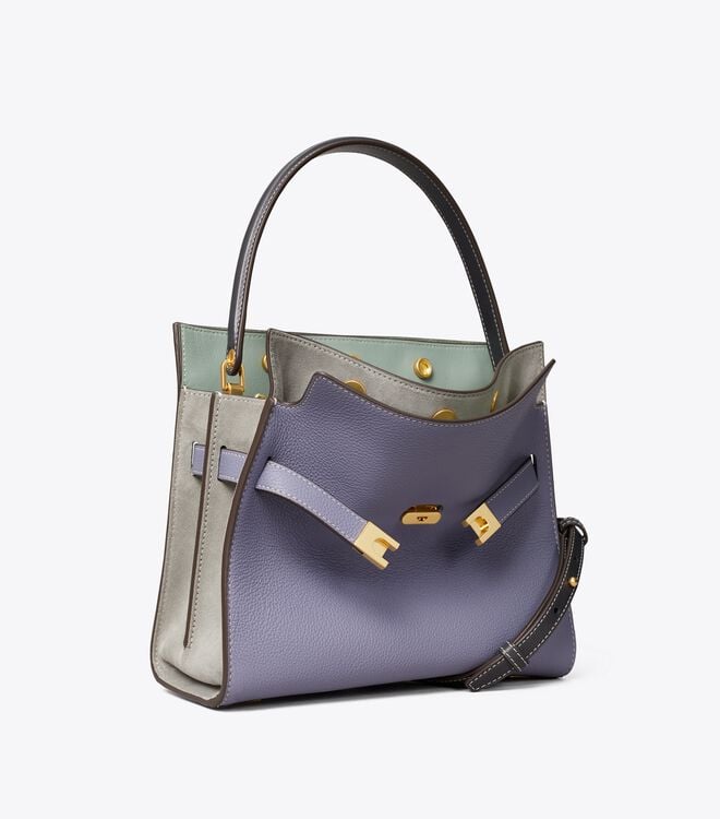 Women's Tory Burch Lee Radziwill Pebbled Small Satchel Bags Blue | CQWPLF-061 - Tory Burch Outlet Sale
