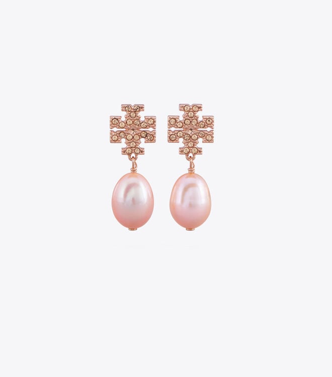 Women's Tory Burch Kira Pavé Pearl Drop Earrings Rose Gold | YCKNQJ-471 - Tory Burch Outlet Sale