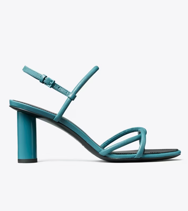 Women's Tory Burch Split Mignon Multi-Strap Heels Sandals Black / Blue | WXKQYA-562 - Tory Burch Outlet Sale
