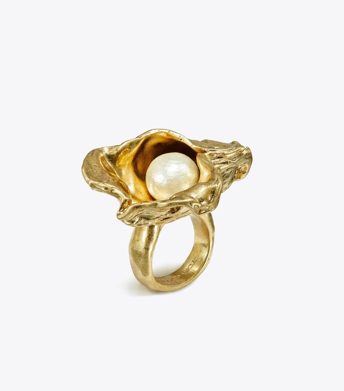 Women's Tory Burch Brutalist Oyster Ring Gold | LVWJDF-192 - Tory Burch Outlet Sale