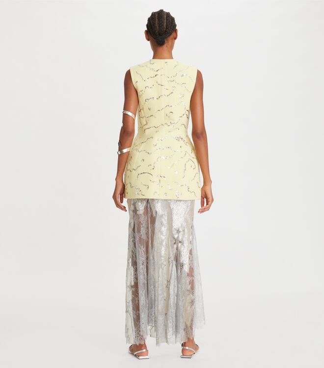 Women's Tory Burch Hook-and-eye Tunic Tops Light Lemon | CWMOIZ-431 - Tory Burch Outlet Sale