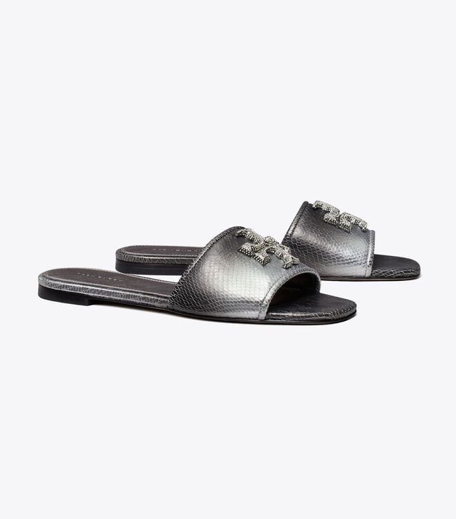 Women's Tory Burch Eleanor Pavé Slides Blue Grey | IFRVNY-837 - Tory Burch Outlet Sale