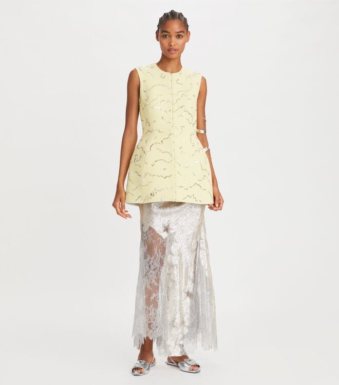 Women's Tory Burch Hook-and-eye Tunic Tops Light Lemon | CWMOIZ-431 - Tory Burch Outlet Sale