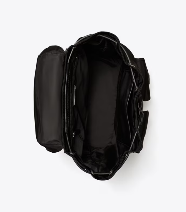 Women's Tory Burch Nylon Flap Backpacks Black | HQOZIC-467 - Tory Burch Outlet Sale