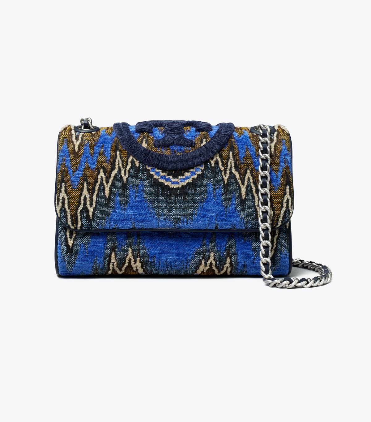 Women's Tory Burch Fleming Soft Flame Stitch Small Convertible Shoulder Bags Blue Multicolor | QGNKWX-824 - Tory Burch Outlet Sale