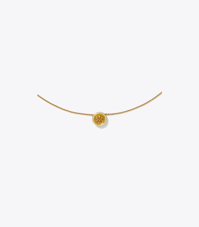 Women's Tory Burch Kira Guilloché Pendant Necklace Gold | GYXNDW-384 - Tory Burch Outlet Sale