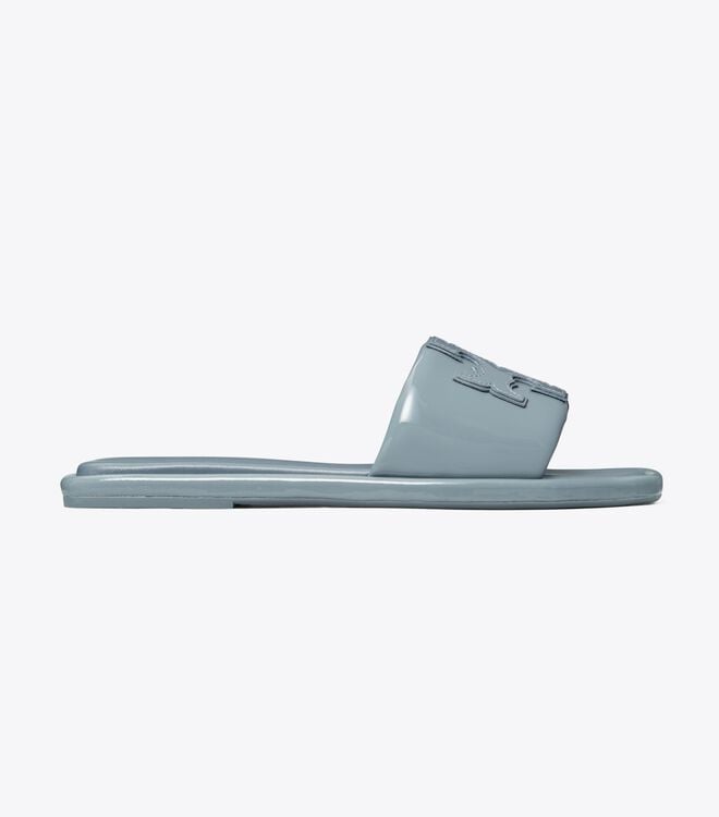 Women's Tory Burch Double T Sport Slides Blue | VXAKTL-765 - Tory Burch Outlet Sale