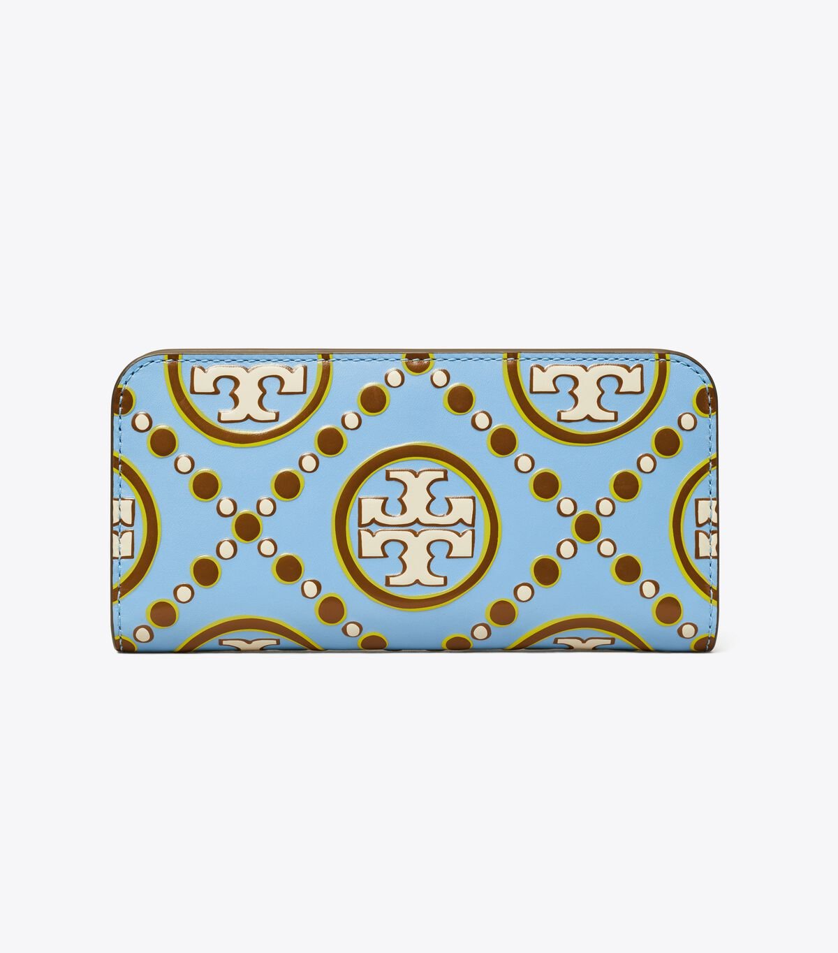 Women's Tory Burch T Monogram Contrast Embossed Zip Slim Wallets Blue / White | NVUXYK-845 - Tory Burch Outlet Sale