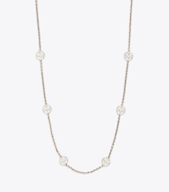 Women's Tory Burch Miller Delicate Necklace Silver | XEIZMR-961 - Tory Burch Outlet Sale