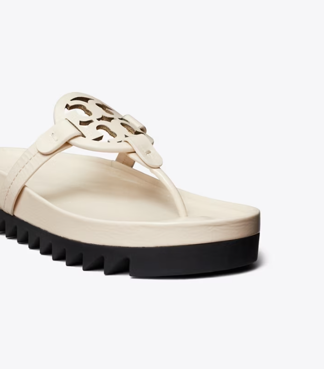 Women's Tory Burch Miller Cloud Lug Sandals Cream | LOPFWX-295 - Tory Burch Outlet Sale