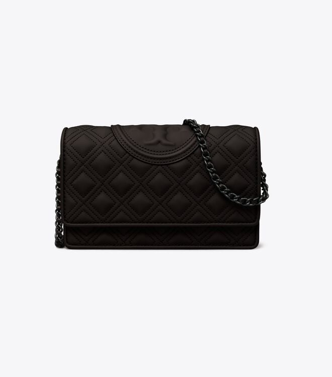 Women's Tory Burch Fleming Matte Chain Crossbody Bags Black | JWGAKE-642 - Tory Burch Outlet Sale